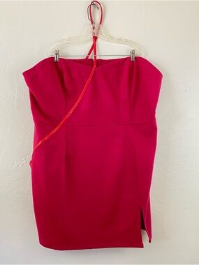 Fashion Brand Company 4X Cherry Red Strapless Sweetheart Purse Belted Mini Dress